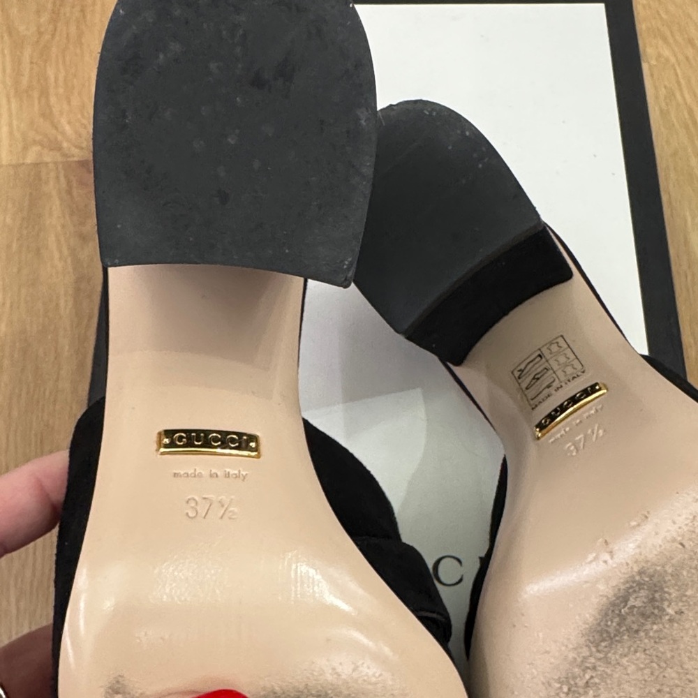 Gucci Marmont 75mm Mule Sandals – Black Suede – Size 37.5 - Picture 8 of 15